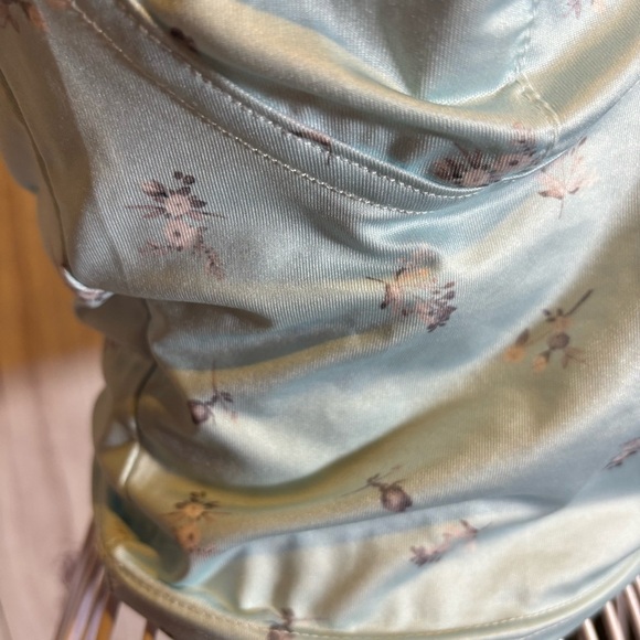 Vintage Cropped Coquette Girly Light Blue Floral Lace Trim Corset Top Small - Picture 7 of 8